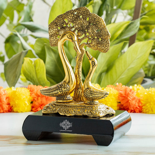 Brass Finish Swan Pair Showpiece – 22 cm Décor Gift