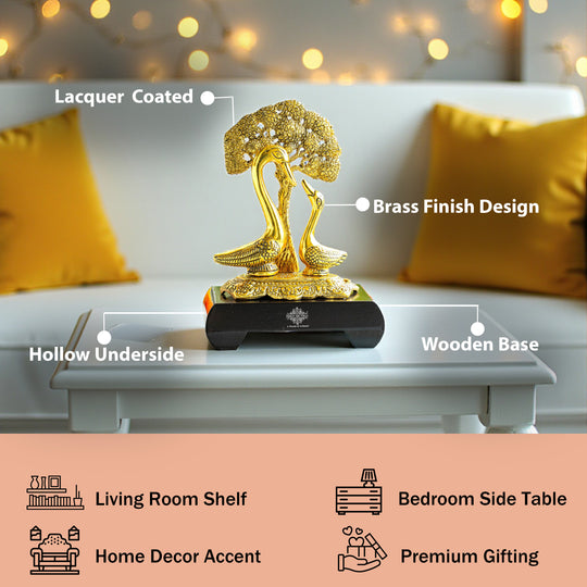 Brass Finish Swan Pair Showpiece – 22 cm Décor Gift