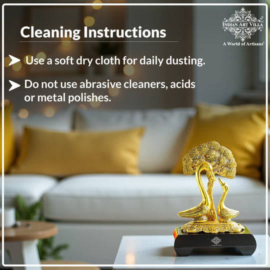 Brass Finish Swan Pair Showpiece – 22 cm Décor Gift