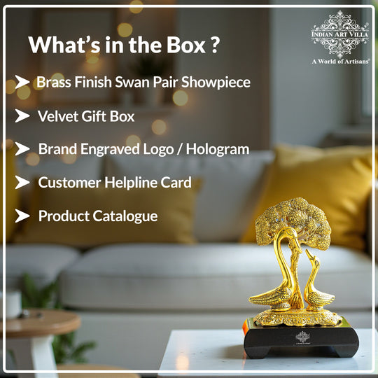 Brass Finish Swan Pair Showpiece – 22 cm Décor Gift