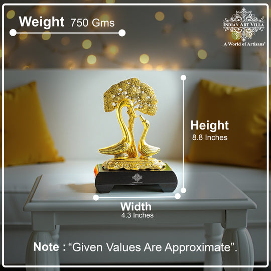 Brass Finish Swan Pair Showpiece – 22 cm Décor Gift