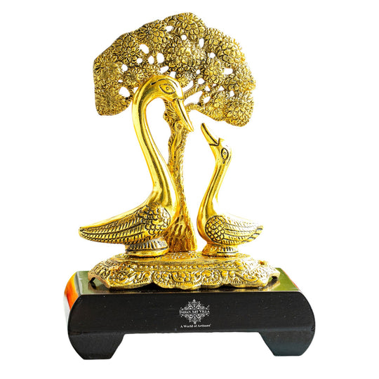 Brass Finish Swan Pair Showpiece – 22 cm Décor Gift