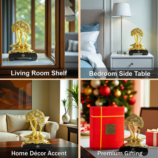 Brass Finish Swan Pair Showpiece – 22 cm Décor Gift