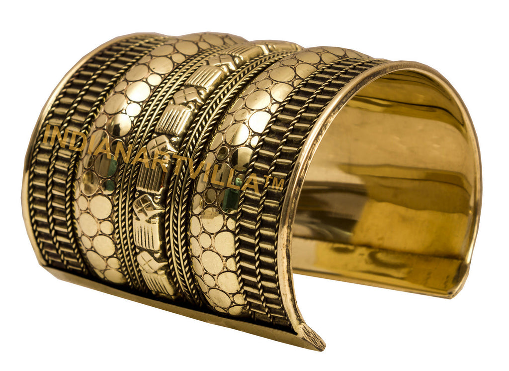 Indian Art Villa Handmade Brass Antique Rare Design Openable Kada Bracelete Bangle | Collectibles Gift Item