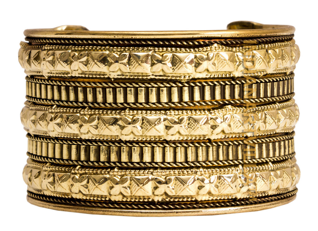 Indian Art Villa Handmade Brass Antique Rare Design Openable Kada Braceleted Bangle | Traditonal Collection