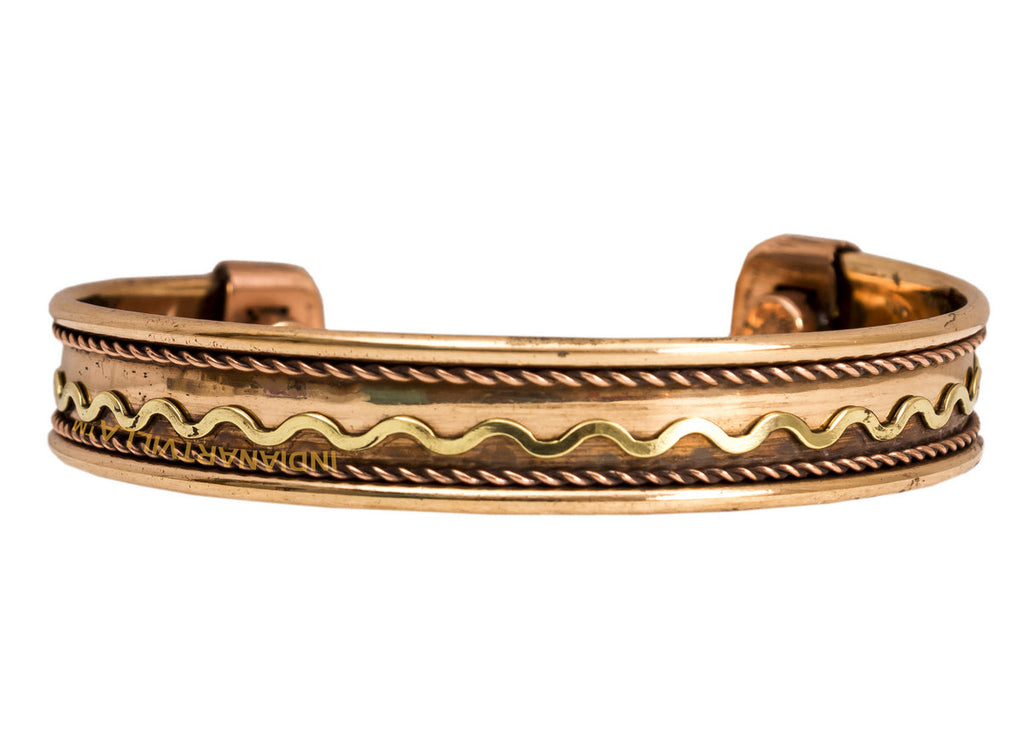 Indian Art Villa Handmade Copper Antique Rare Design Openable Designer Kada Bracelet Bangle with Magnet | Good Health Relieving Arthiritis/Rheumatic Symptoms