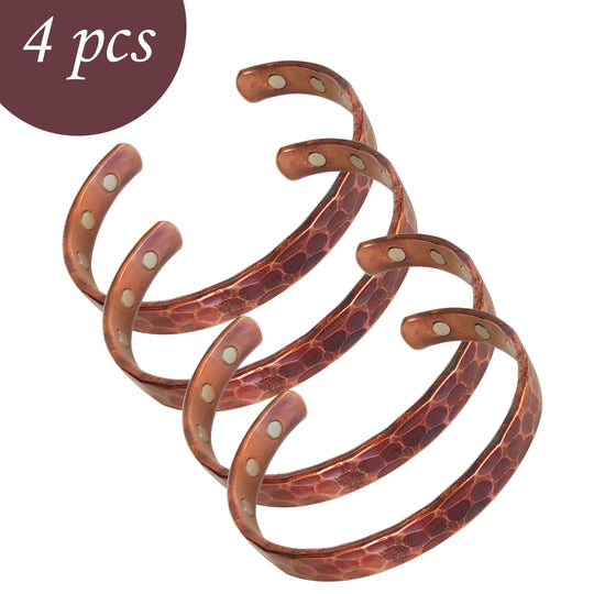 Hammered pure copper kada by Indian Art Villa, dark tone wristband set of 4, ideal for ethnic styling and daily fashion.