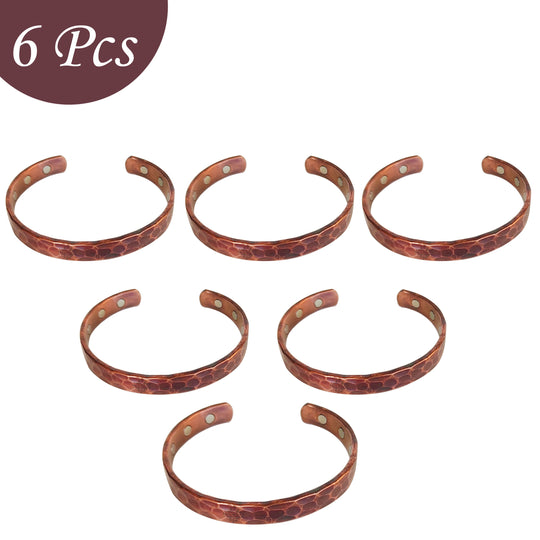 Hand-hammered dark textured pure copper kada set by Indian Art Villa, traditional wrist accessory set for everyday use