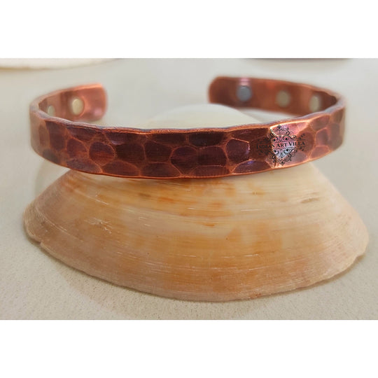 Hand-hammered dark textured pure copper kada set by Indian Art Villa, traditional wrist accessory set for everyday use