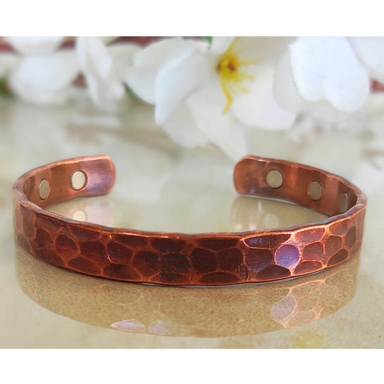Hand-hammered dark textured pure copper kada set by Indian Art Villa, traditional wrist accessory set for everyday use