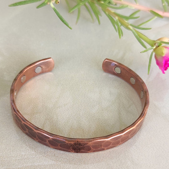 Hand-hammered dark textured pure copper kada set by Indian Art Villa, traditional wrist accessory set for everyday use