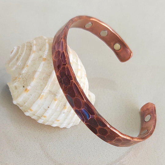 Hammered pure copper kada by Indian Art Villa, dark tone wristband set of 4, ideal for ethnic styling and daily fashion.