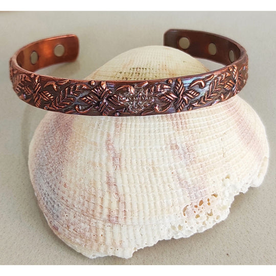 Indian Art Villa copper kada set, embossed with dark detailing, perfect traditional fashion accessory, 2 pieces set.