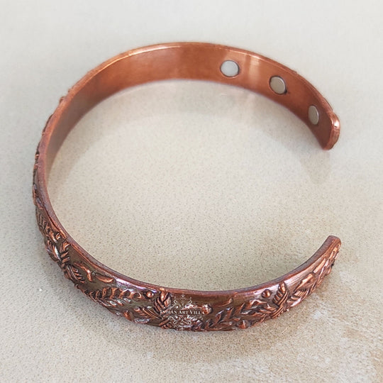 Pure Copper Kada With Embossed Dark Tone Design