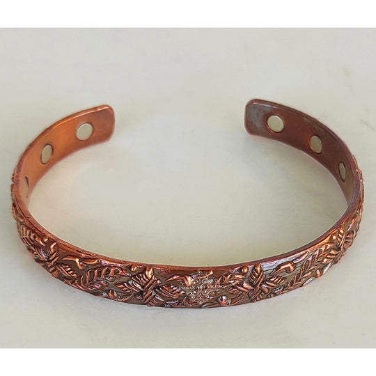 Indian Art Villa copper kada set, embossed with dark detailing, perfect traditional fashion accessory, 2 pieces set.