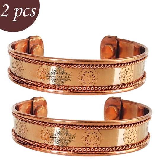 Pure copper kada with thread edge design by Indian Art Villa, traditional fashion accessory set for men and women.