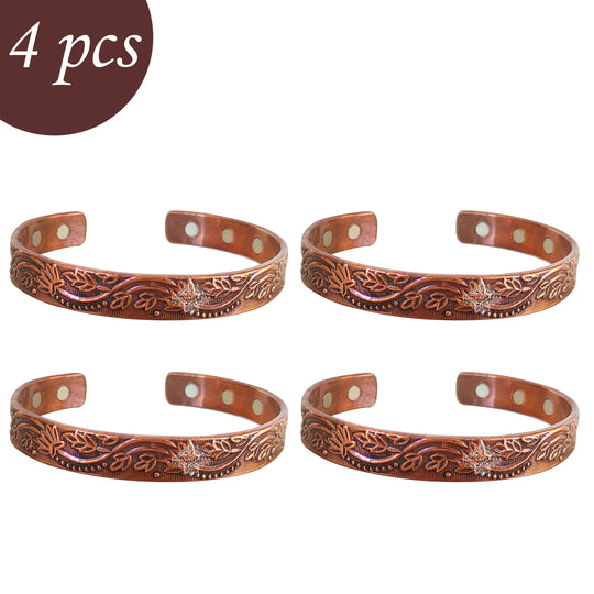 Pure Copper Kada With Embossed Floral Vines Dark Tone Design