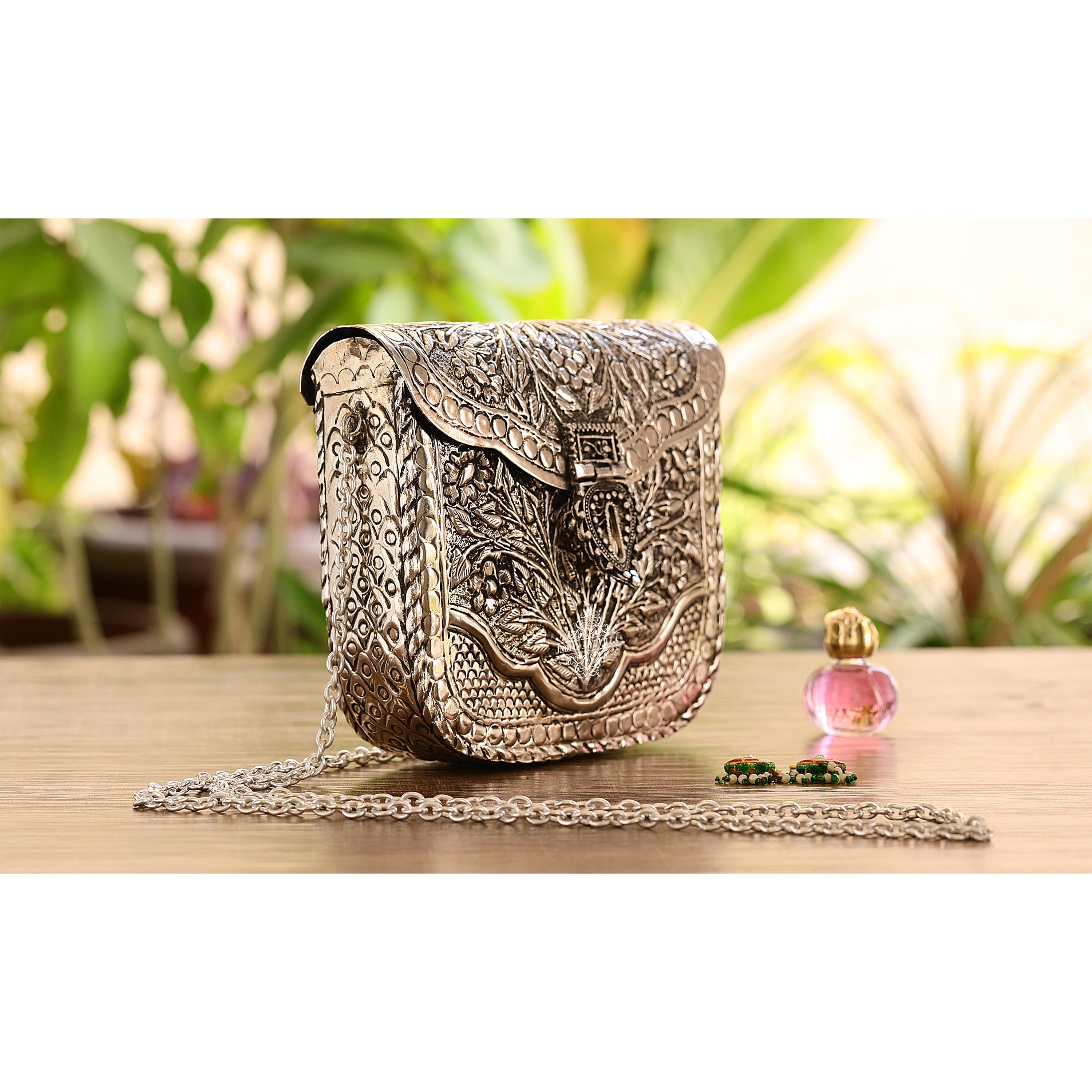 Female Wedding Handmade Designer Silver Brass Clutch Bag