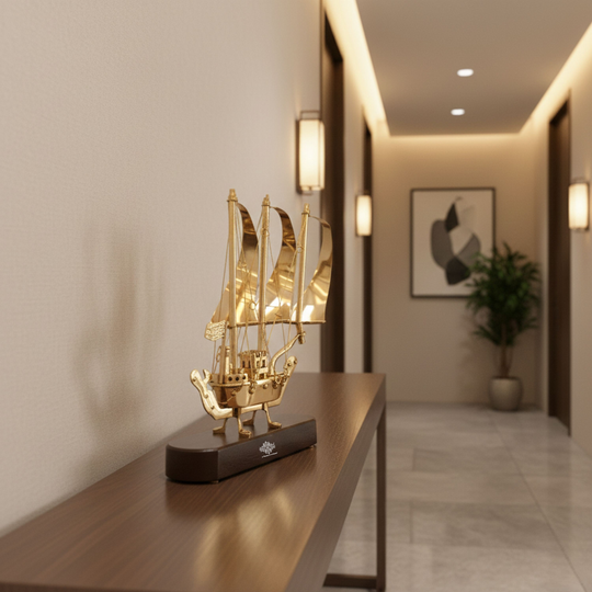 Brass Handmade Designer Ship, Yacht Showpiece, Miniature, Home Decor