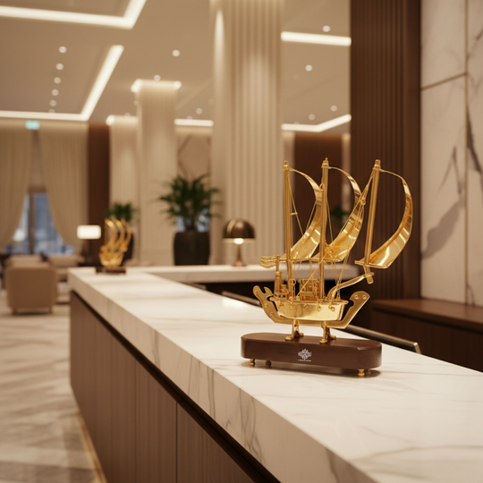 Brass Handmade Designer Ship, Yacht Showpiece, Miniature, Home Decor