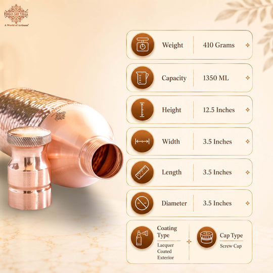 Copper Bottle With Champagne Bottle-Inspired Shape | 1350 ML