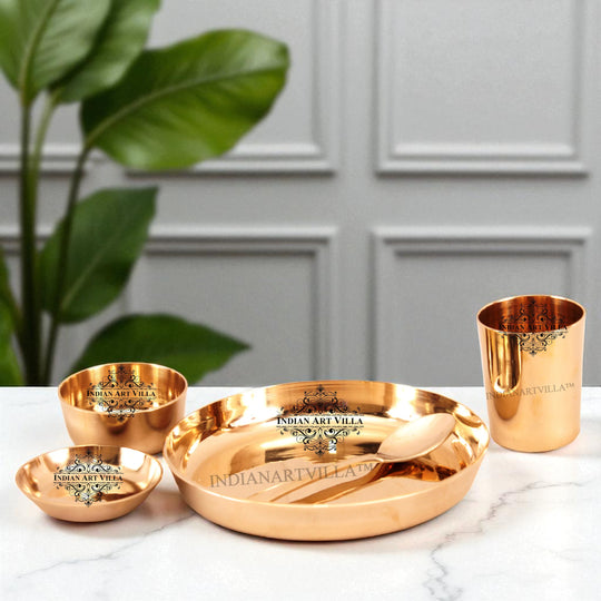 Handcrafted Pure Bronze 5 Pieces Dinner Set For Home | Hotel | Restaurant