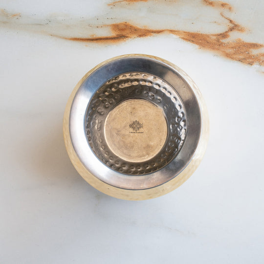 Brass Hammered Design Punjabi Handi With Tin Lining