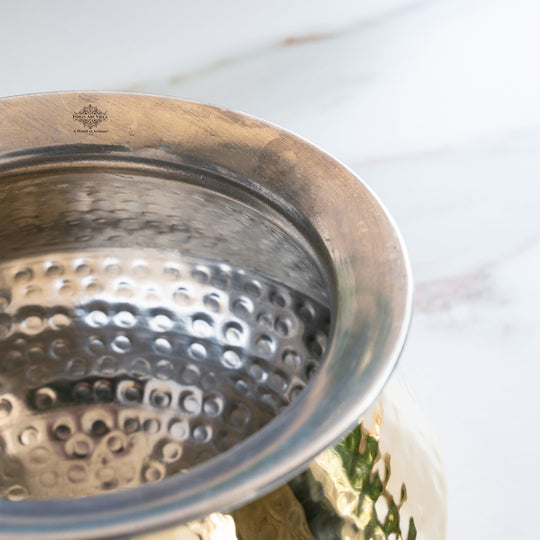 Brass Hammered Design Punjabi Handi With Tin Lining