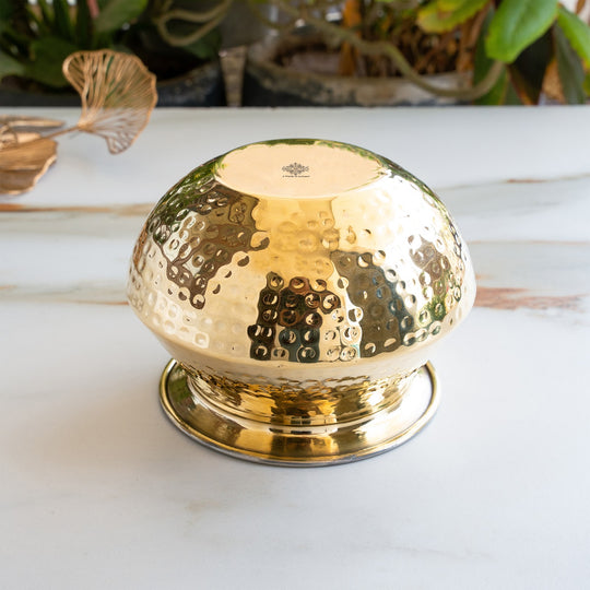 Brass Hammered Design Punjabi Handi With Tin Lining