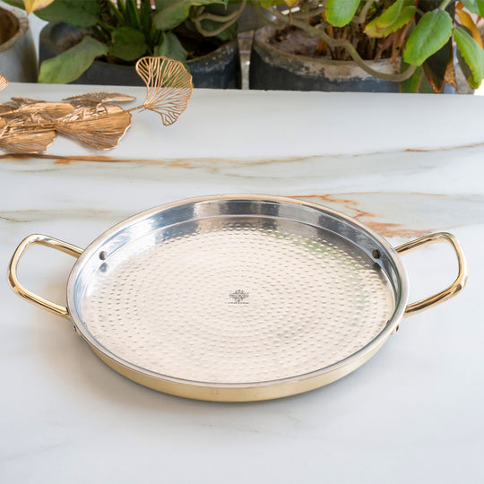 Brass Steel Dosa Tawa with Hammered Finish & Dual Handles
