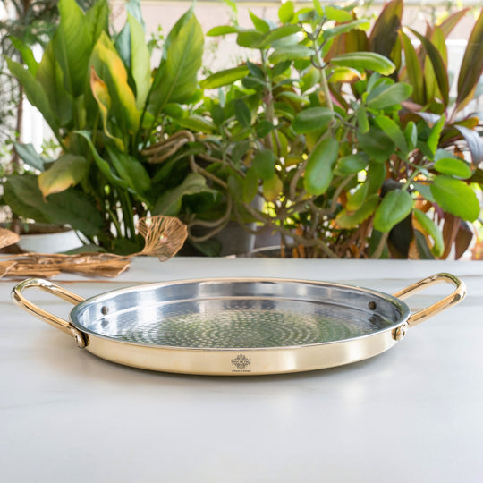 Brass Steel Dosa Tawa with Hammered Finish & Dual Handles