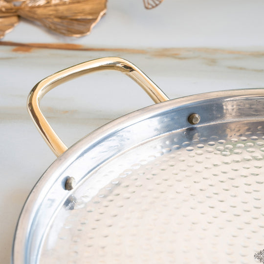 Brass Steel Dosa Tawa with Hammered Finish & Dual Handles