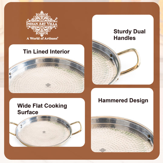 Brass Steel Dosa Tawa with Hammered Finish & Dual Handles