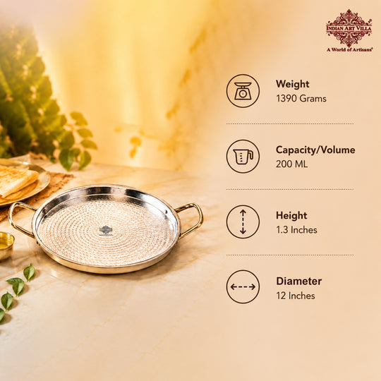 Brass Steel Dosa Tawa with Hammered Finish & Dual Handles