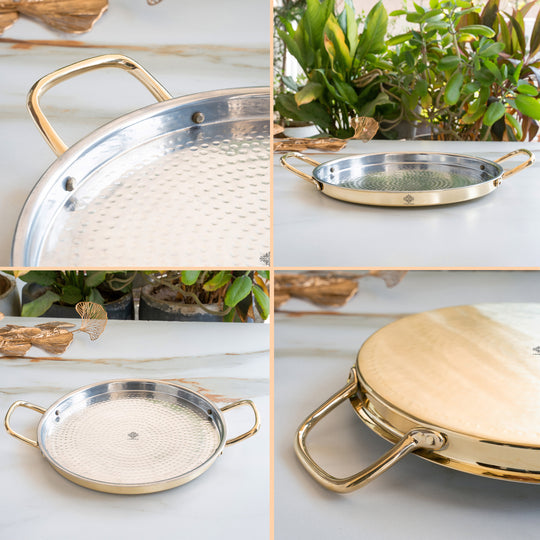 Brass Steel Dosa Tawa with Hammered Finish & Dual Handles
