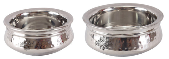 Steel Handi, Hammered Design, Set of 2 Handi Bowl