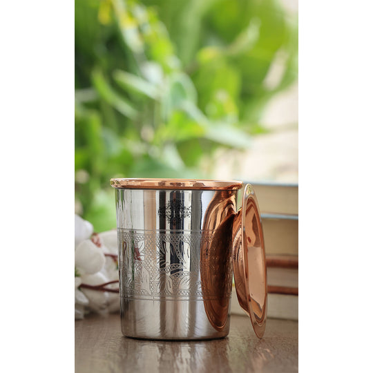 Pure Steel Copper Luxury Design Glass with a Copper Lid 250 ML