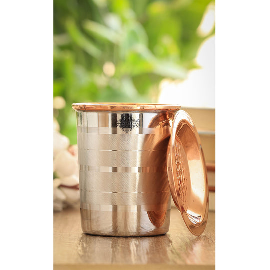 Pure Steel Copper Luxury Design Glass with a Copper Lid 250 ML