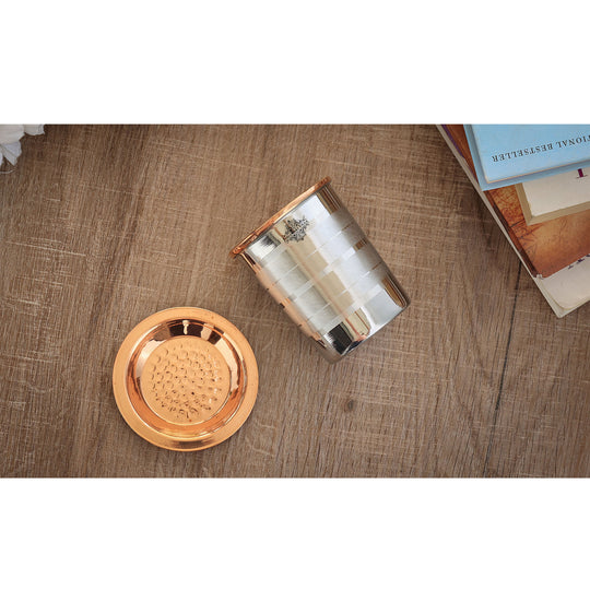 Pure Steel Copper Luxury Design Glass with a Copper Lid 250 ML
