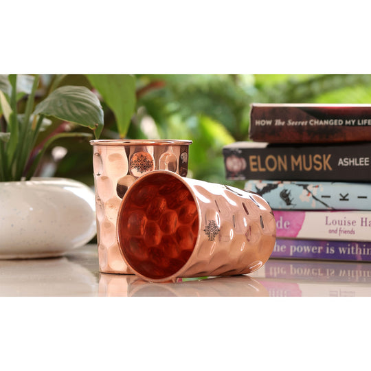 Pure copper diamond bottle glass 5 pieces premium — Indian Art Villa