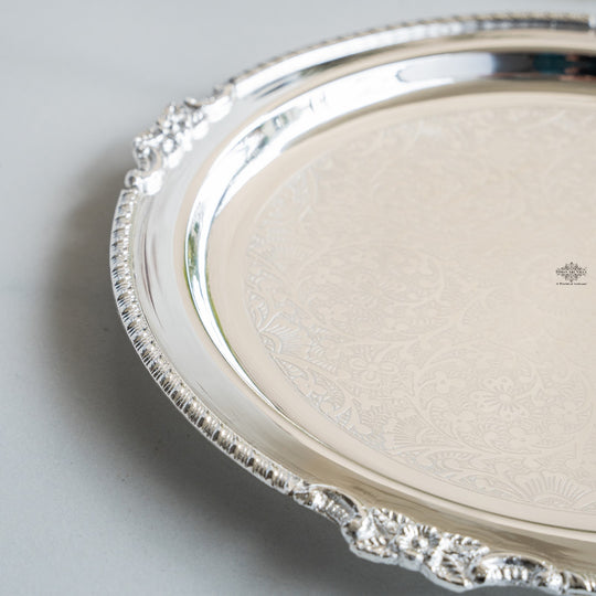 Handcrafted Pure Silver Plated Designer Quarter Plate For Gifting