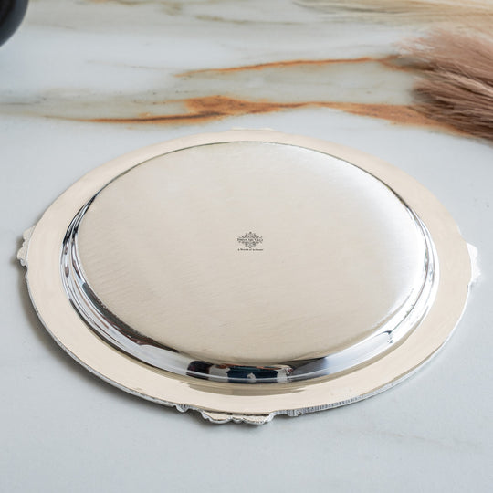 Handcrafted Pure Silver Plated Designer Quarter Plate For Gifting