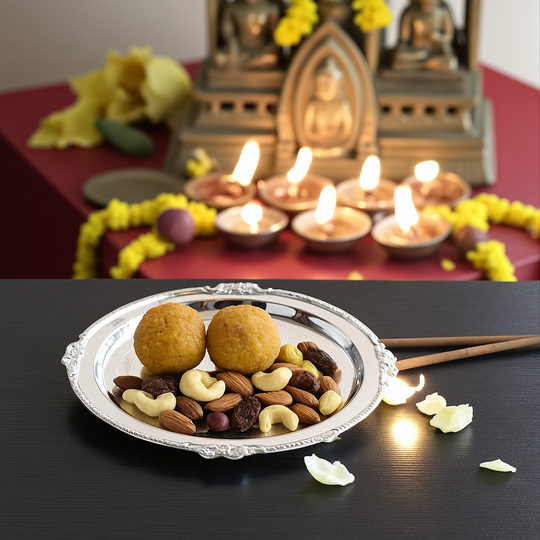 Handcrafted Pure Silver Plated Designer Quarter Plate For Gifting