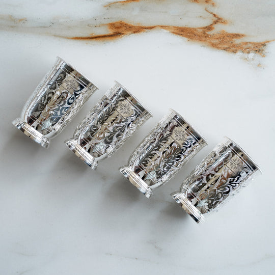 Silver Plated Glass  Set of 4 with Red Box