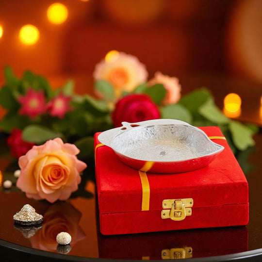 Silver plated mango shape bowl 100 ML top view — Indian Art Villa