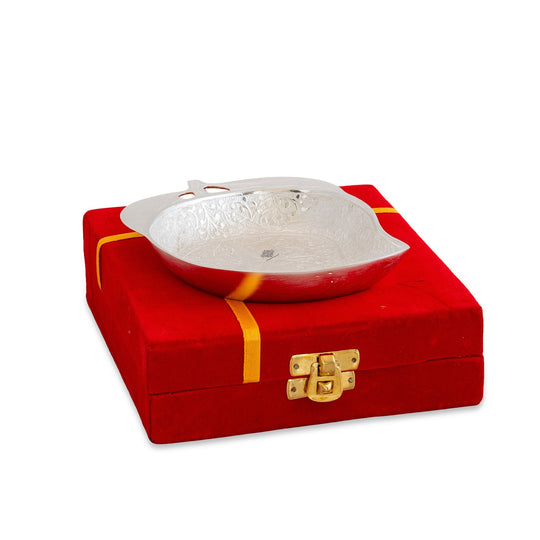 Silver plated mango shape bowl 100 ML full view — Indian Art Villa