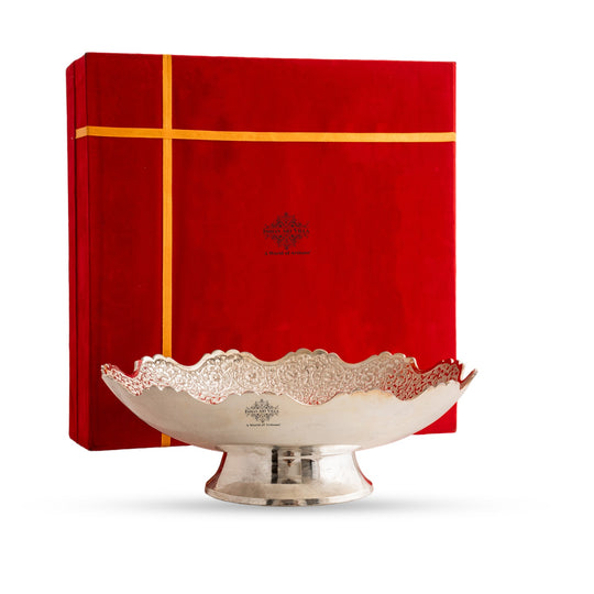 Handmade Silver Plated Round Design Deep Dish Bowl comes with Red/Blue Velevt box