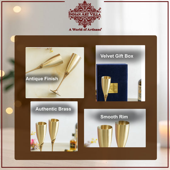 Pure Brass Antique Finish Champagne Glass Set
