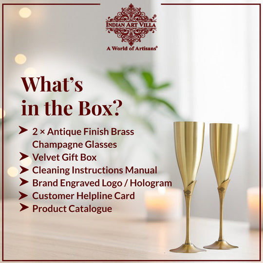 Pure Brass Antique Finish Champagne Glass Set