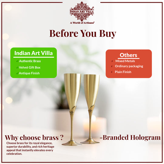 Pure Brass Antique Finish Champagne Glass Set
